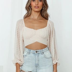 Hello Molly Nude crop top with tie size US 12